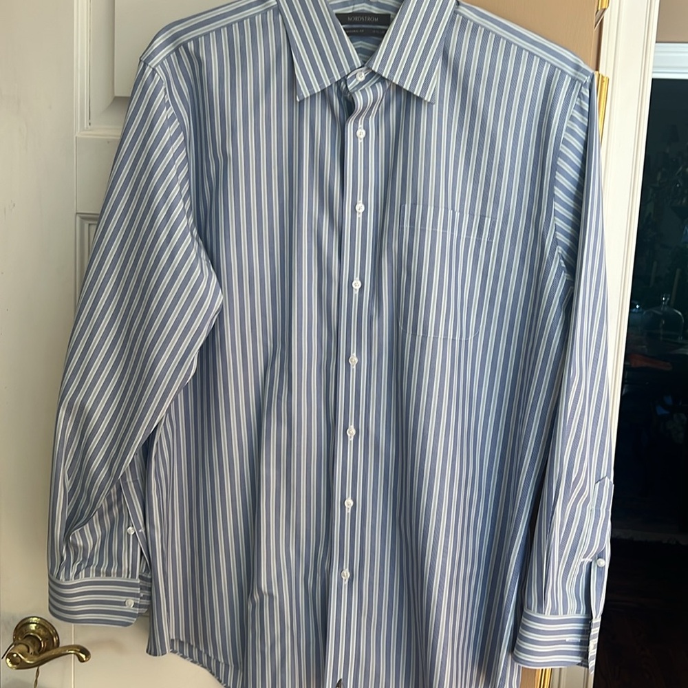 Men's Blue Striped Shirt 16 1/2/ 35 Nordstroms